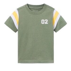 NWT- Janie and Jack Olive Green Tee with Yellow & White Sleeve Stripes